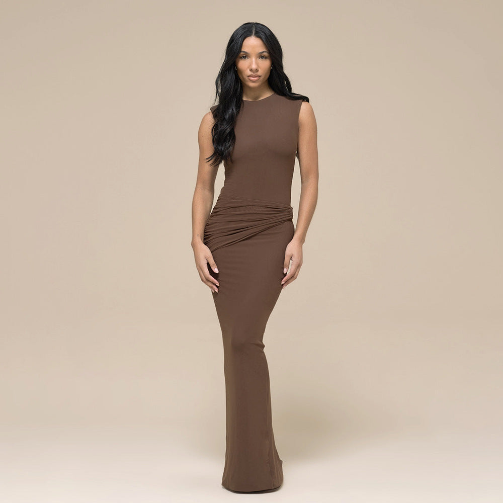 Body-Con Sheath Dress – Sleeveless Slimming Round Neck Dress