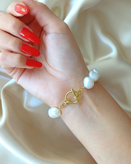 Baroque Freshwater Pearl Bracelet – 925 Sterling Silver Clasp