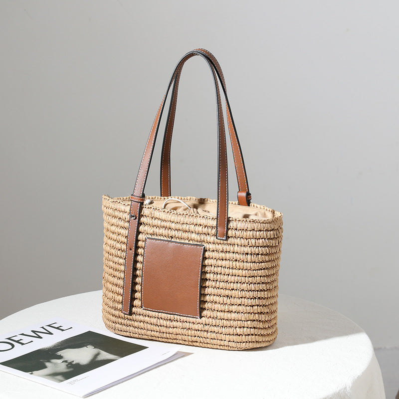 Rattan Square Bag – Woven Vegetable Basket Shoulder Bag