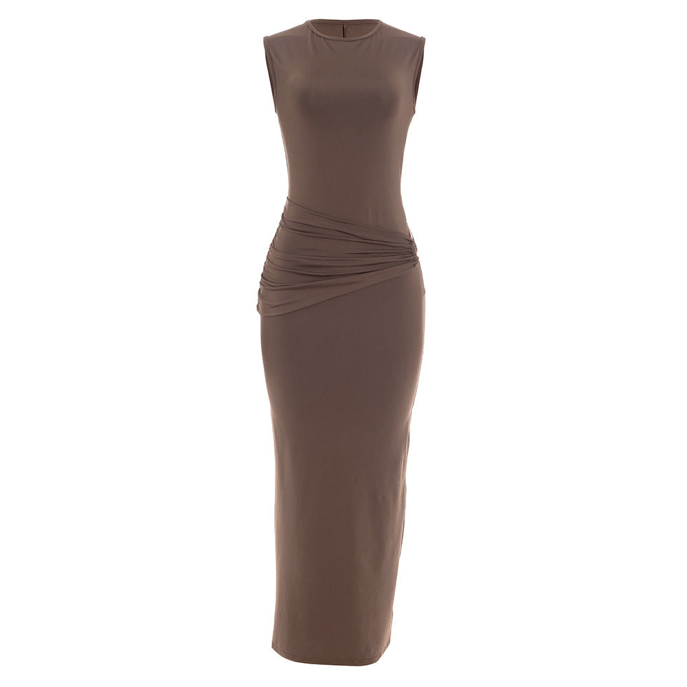 Body-Con Sheath Dress – Sleeveless Slimming Round Neck Dress