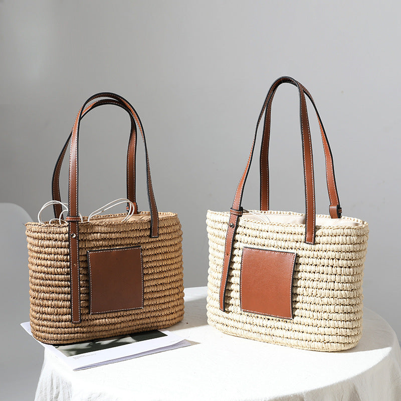 Rattan Square Bag – Woven Vegetable Basket Shoulder Bag