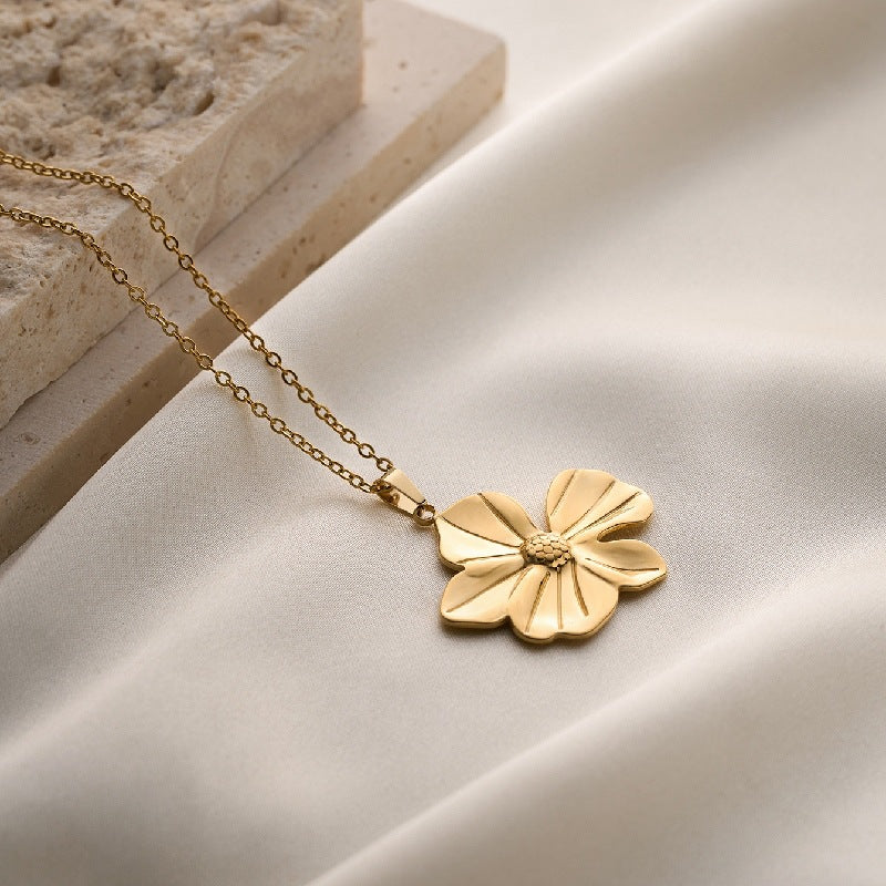 Gold Leaf Pendant Necklace – 18K Gold Plated Stainless Steel