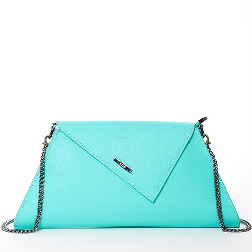 Leather Clutch Bag Turquoise Evening Purse Unique Women's Handbag