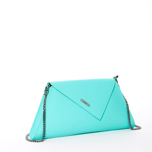 Leather Clutch Bag Turquoise Evening Purse Unique Women's Handbag