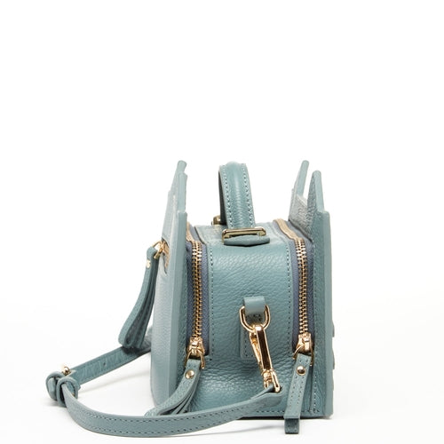 Cat Leather Crossbody – Mineral Blue | Genuine Leather