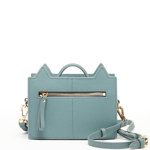 Cat Leather Crossbody – Mineral Blue | Genuine Leather