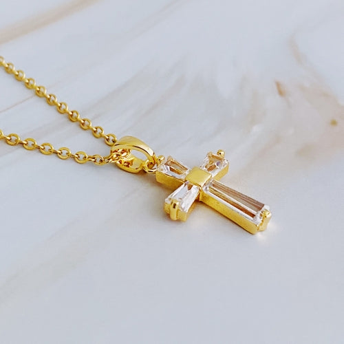 Holy Glow Crystal Cross Necklace