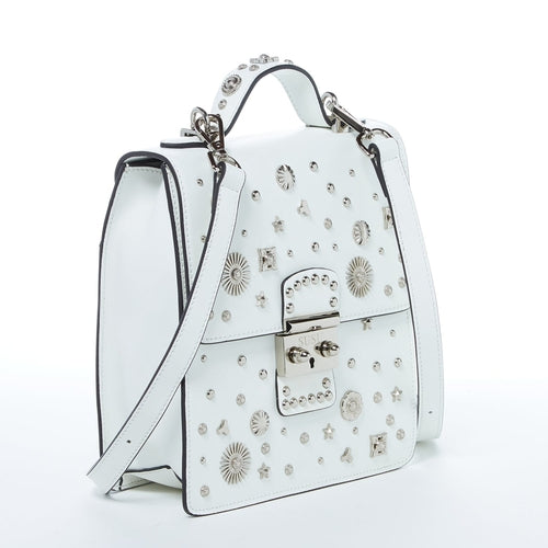 Amethyst Mnemosyne Convertible Leather Backpack – White
