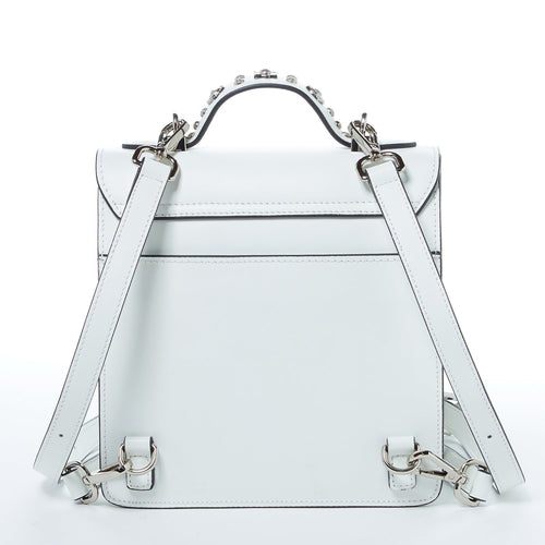 Amethyst Mnemosyne Convertible Leather Backpack – White