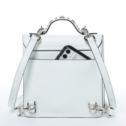 Amethyst Mnemosyne Convertible Leather Backpack – White