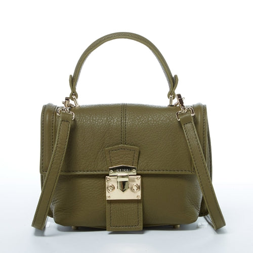 Amethyst Mnemosyne Italian Leather Convertible Backpack – Olive