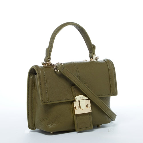 Amethyst Mnemosyne Italian Leather Convertible Backpack – Olive