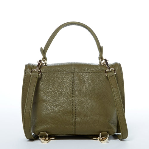 Amethyst Mnemosyne Italian Leather Convertible Backpack – Olive
