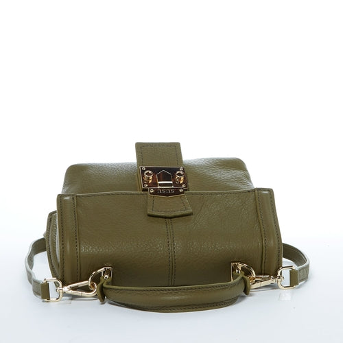 Amethyst Mnemosyne Italian Leather Convertible Backpack – Olive