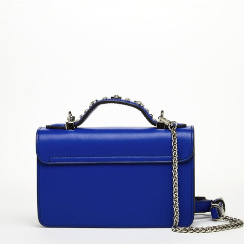 Studded Leather Crossbody – Royal Blue | Genuine Leather