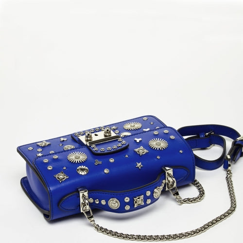 Studded Leather Crossbody – Royal Blue | Genuine Leather