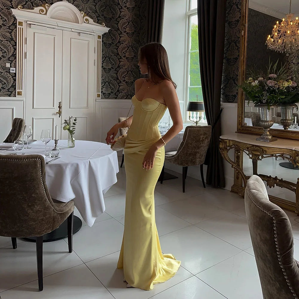 Golden Hour Corset Gown – Satin Mermaid