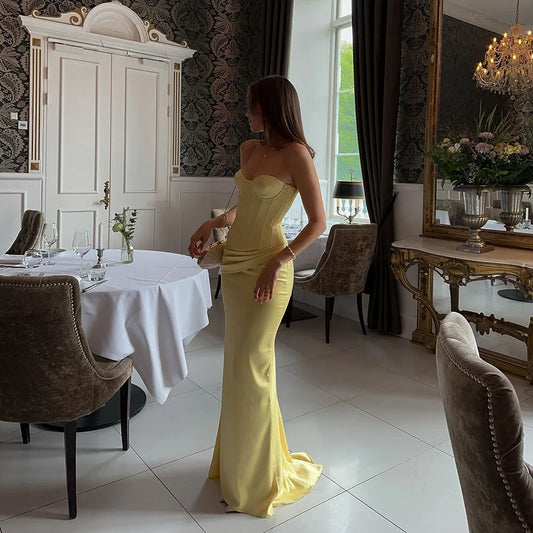 Golden Hour Corset Gown – Satin Mermaid