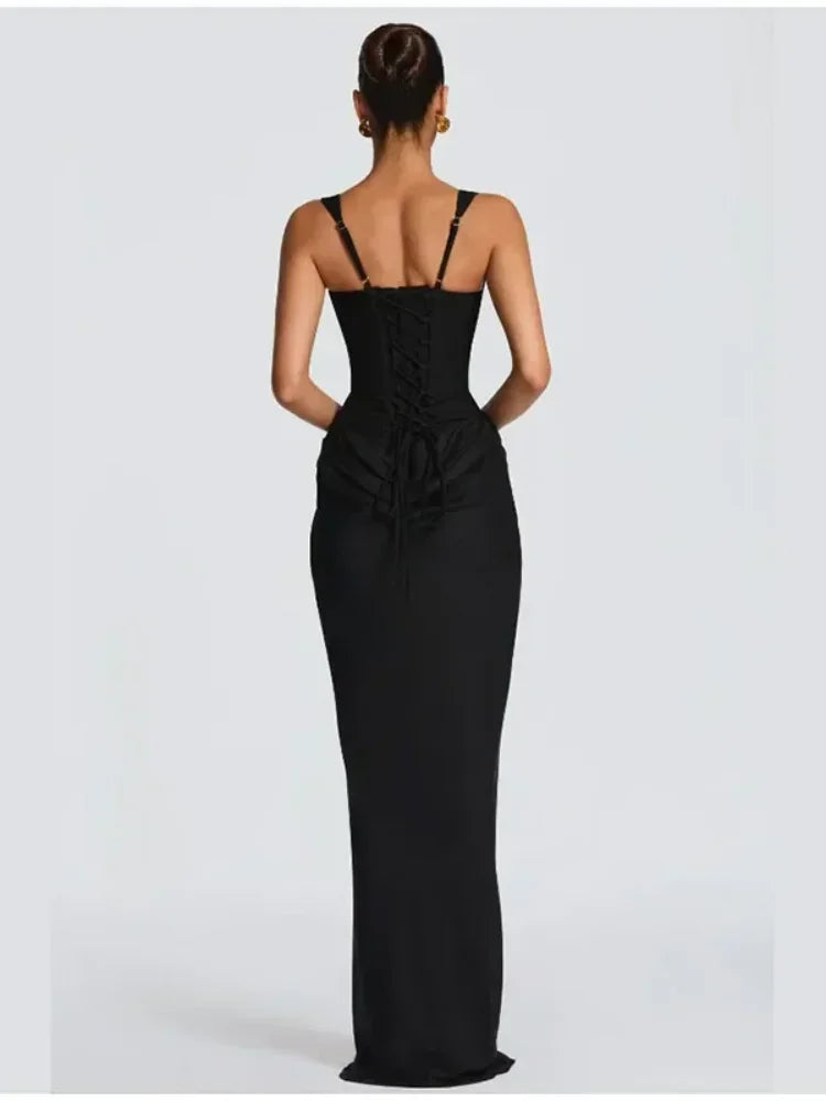 Elegance Maxi Gown - Square Neck Pleated