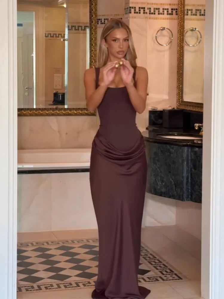 Elegance Maxi Gown - Square Neck Pleated