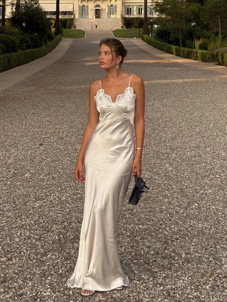 Velvet Night Satin Maxi Dress