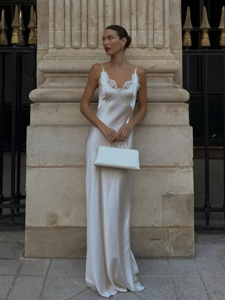 Velvet Night Satin Maxi Dress