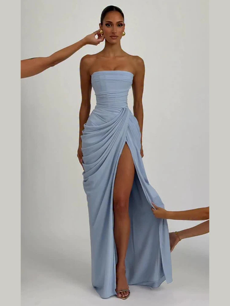 Bare Luxe Pleated Strapless Dress