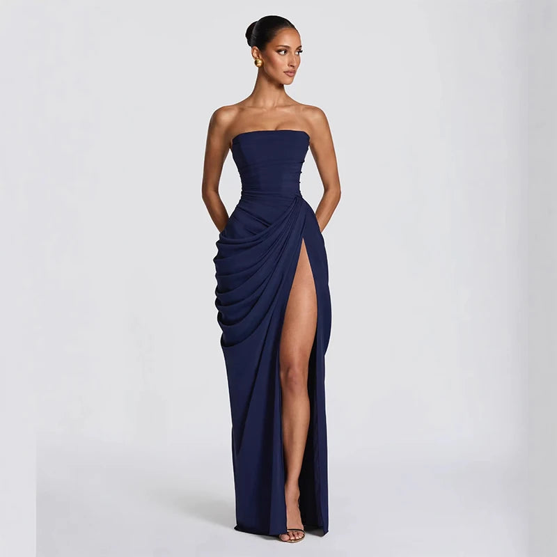 Bare Luxe Pleated Strapless Dress
