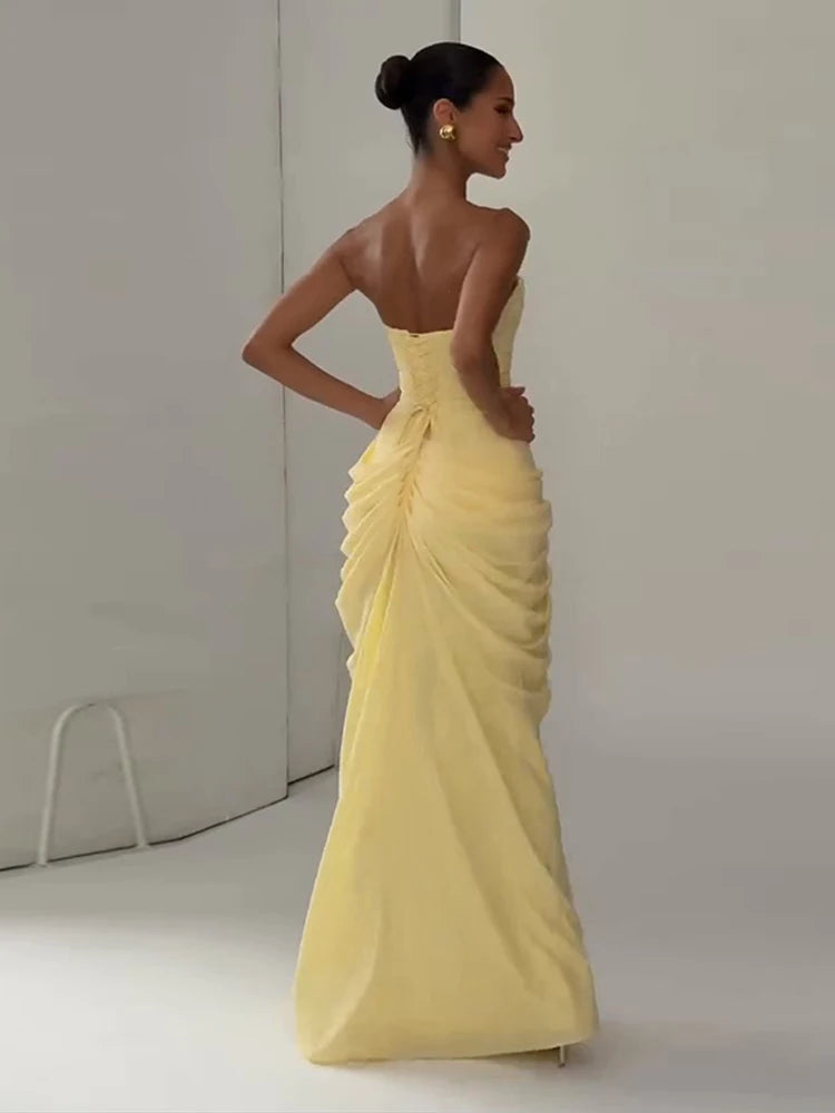 Bare Luxe Pleated Strapless Dress