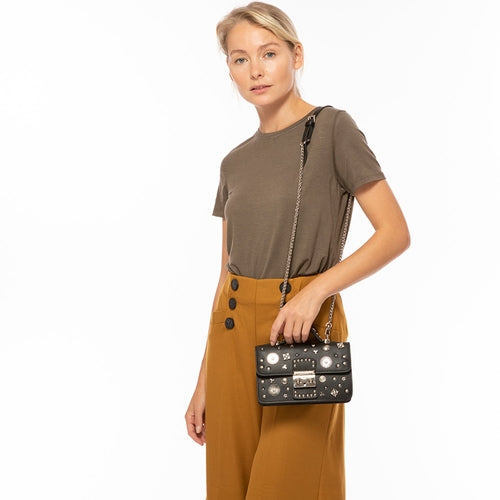 Rebel Stud Mini Crossbody – Black