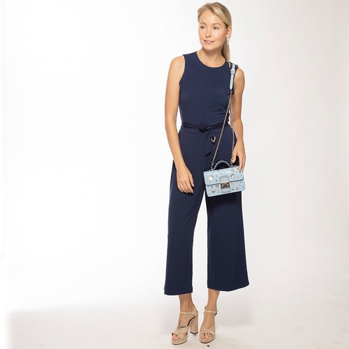 Amethyst Mnemosyne Studded Mini Crossbody – Sky Blue Leather Bag