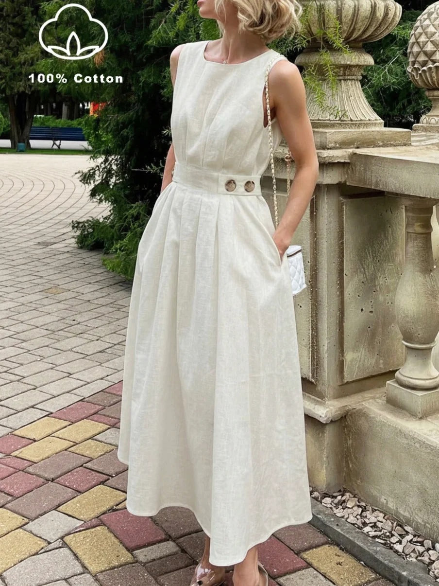 French Girl Mini Dress – Minimalist Sleeveless Crew Neck Dress