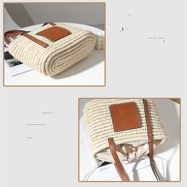 Rattan Square Bag – Woven Vegetable Basket Shoulder Bag