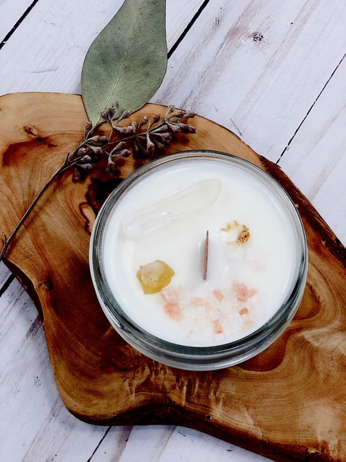 Space Clearing Intention Candle – Organic Soy with Palo Santo
