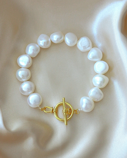 Baroque Freshwater Pearl Bracelet – 925 Sterling Silver Clasp