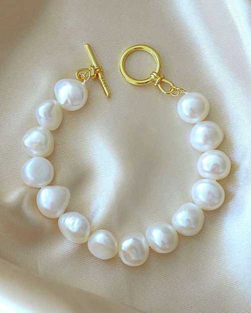 Baroque Freshwater Pearl Bracelet – 925 Sterling Silver Clasp
