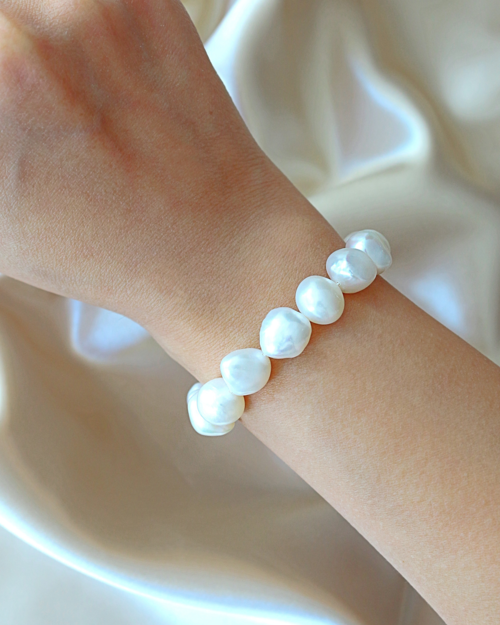 Baroque Freshwater Pearl Bracelet – 925 Sterling Silver Clasp