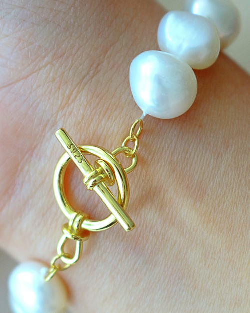Baroque Freshwater Pearl Bracelet – 925 Sterling Silver Clasp