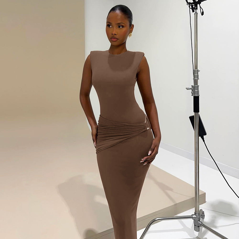 Body-Con Sheath Dress – Sleeveless Slimming Round Neck Dress