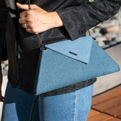 Denim Diva Clutch – Two-Tone Evening Bag